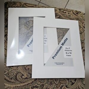 Set Of 2 Premium Matte Ivory Picture Mats Fit 5x7 Pictures New With Tags